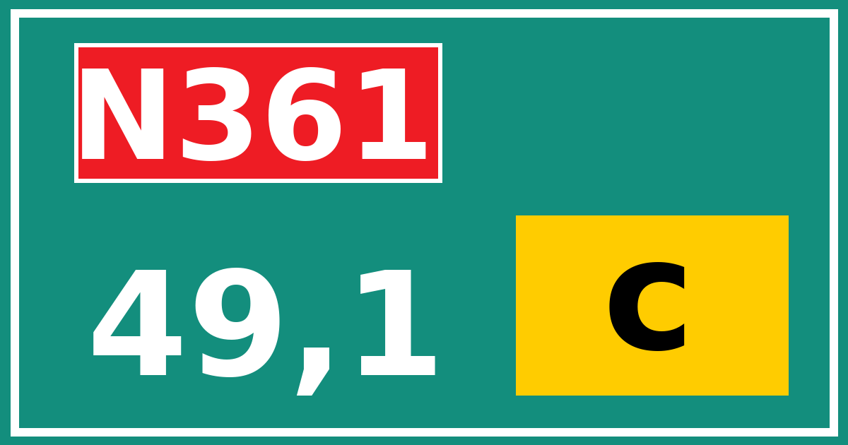 Hectometerbord N361 49,1 letter c