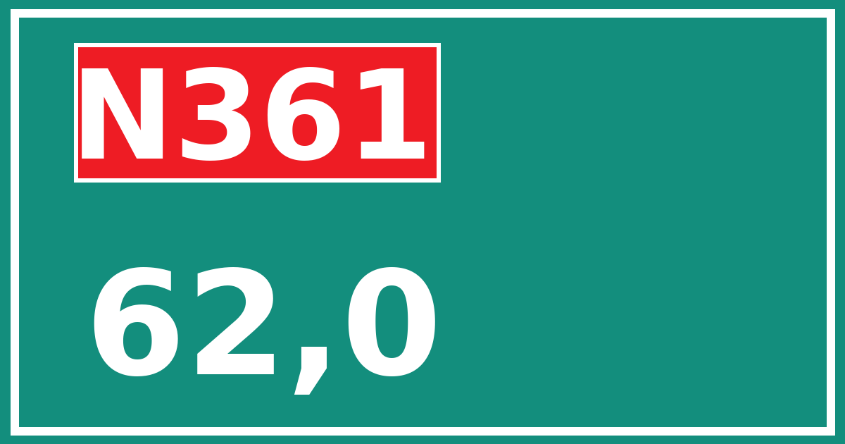 Hectometerbord N361 62,0
