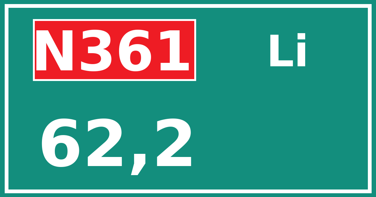 Hectometerbord N361 62,2 zijde Li