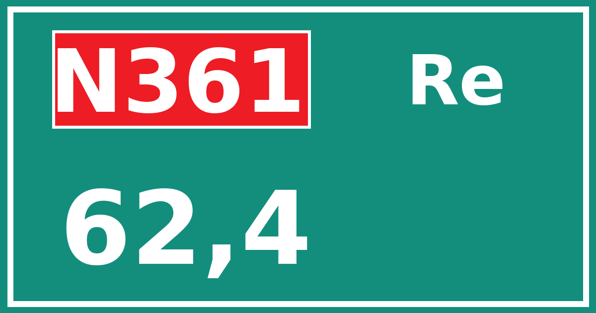 Hectometerbord N361 62,4 zijde Re