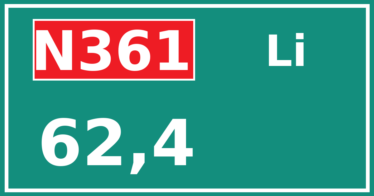Hectometerbord N361 62,4 zijde Li