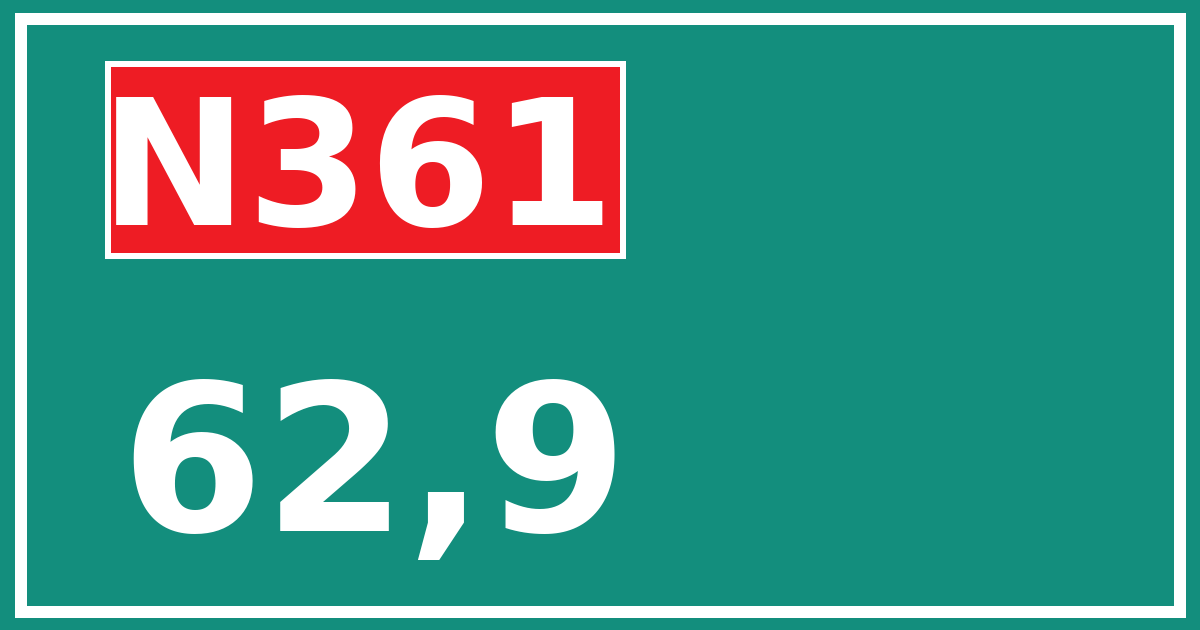 Hectometerbord N361 62,9