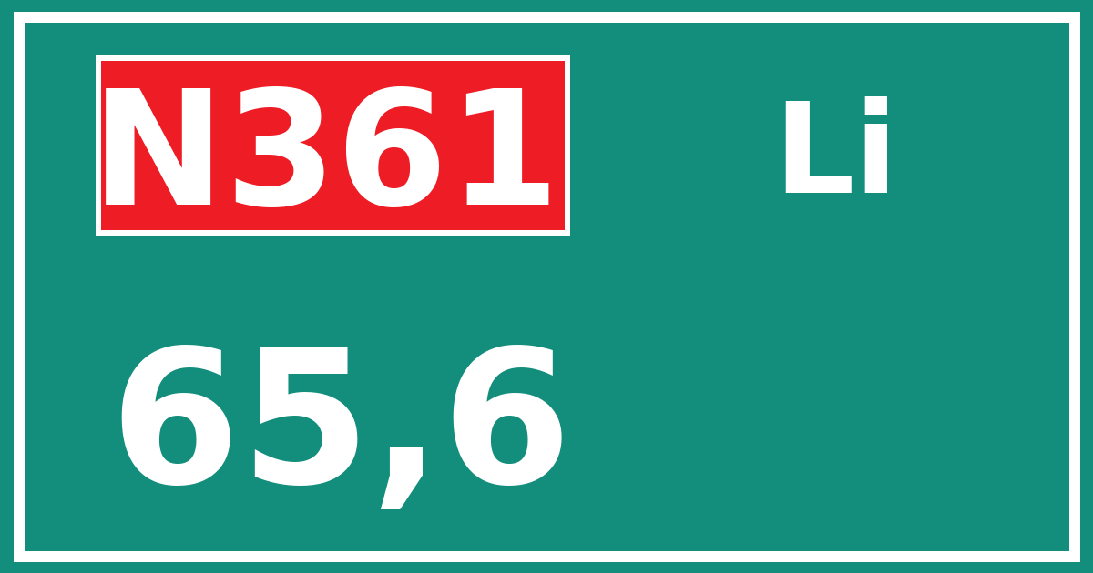 Hectometerbord N361 65,6 zijde Li
