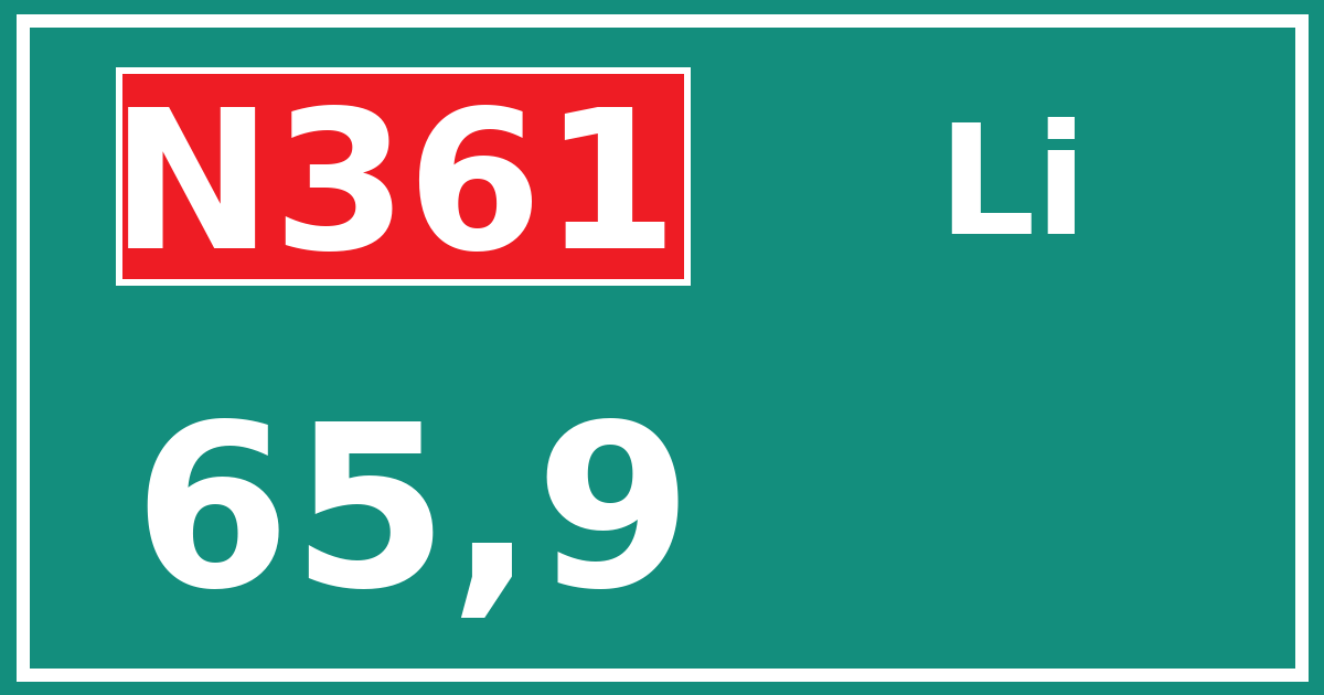 Hectometerbord N361 65,9 zijde Li