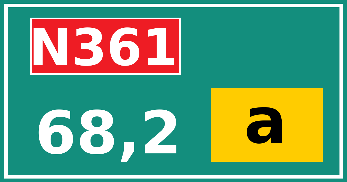 Hectometerbord N361 68,2 letter a