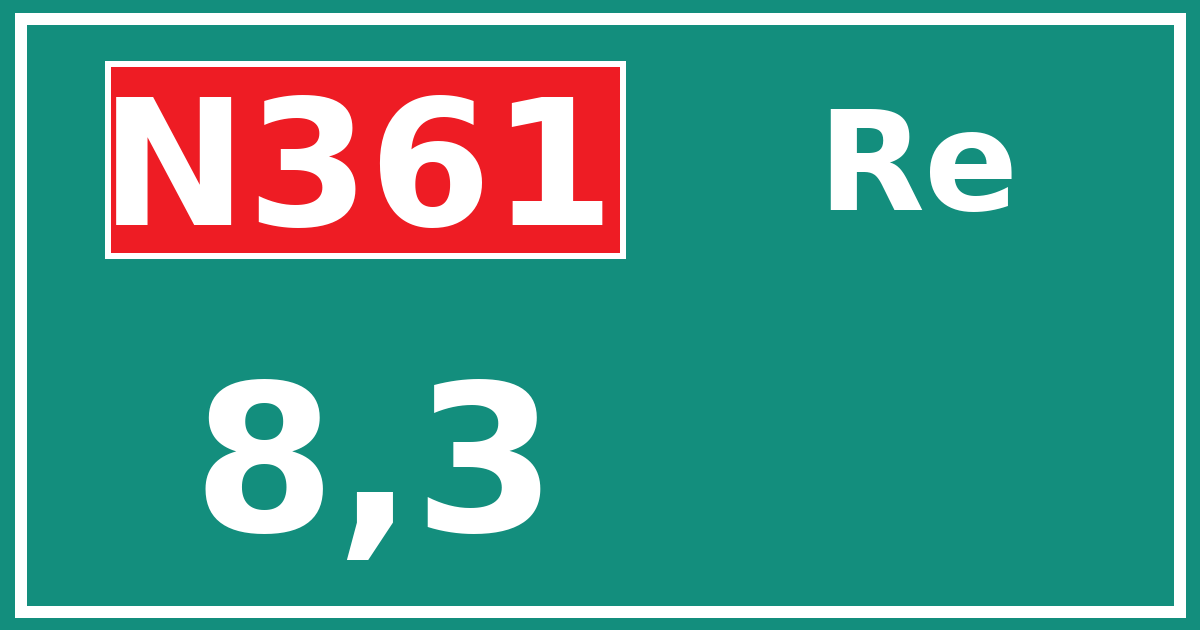 Hectometerbord N361 8,3 zijde Re