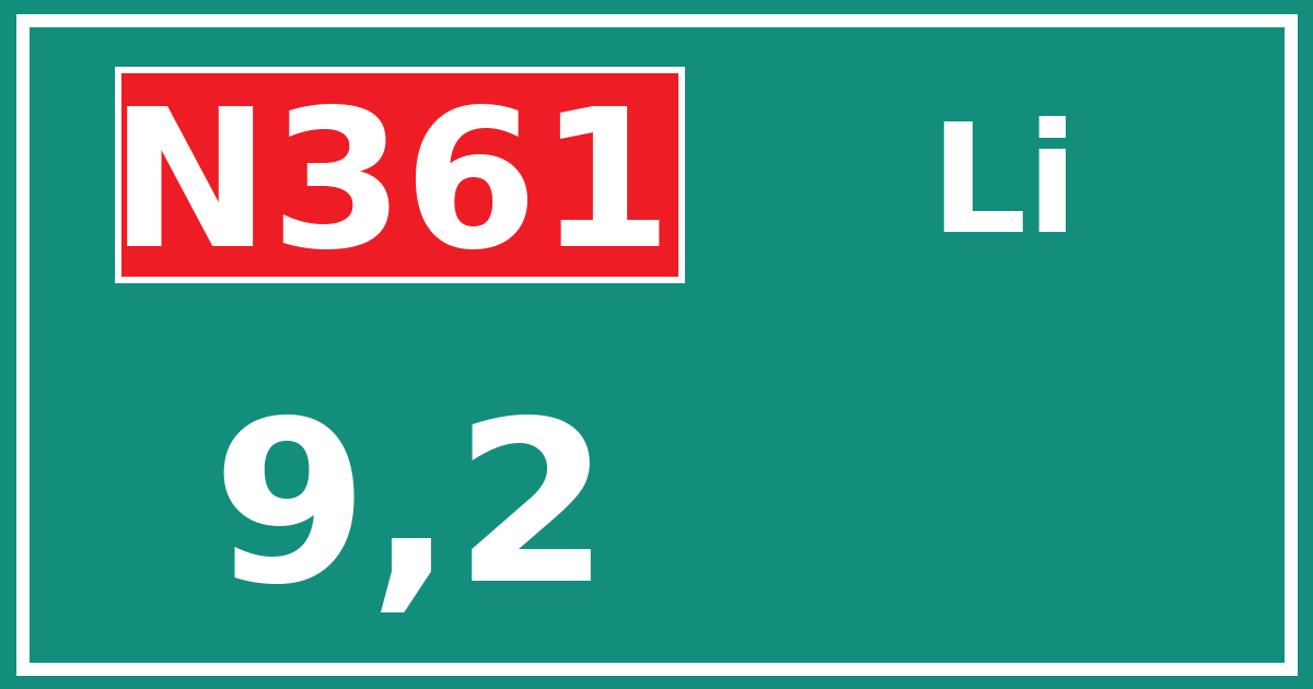 Hectometerbord N361 9,2 zijde Li