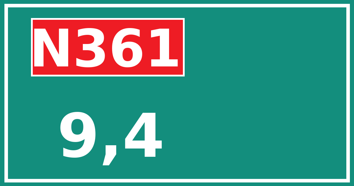 Hectometerbord N361 9,4