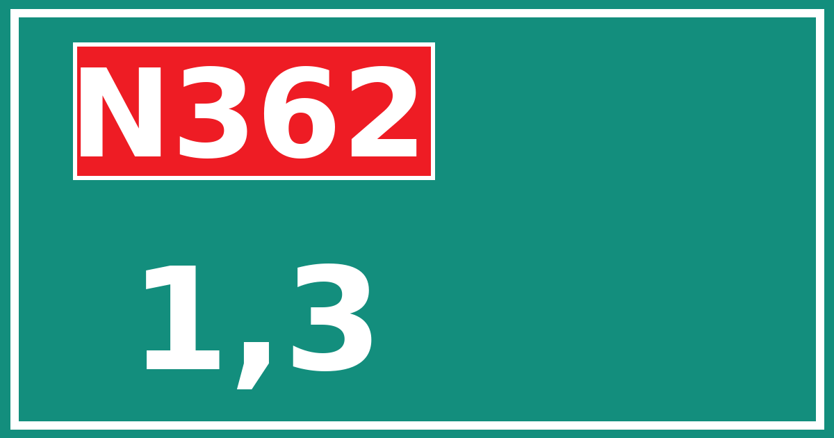 Hectometerbord N362 1,3
