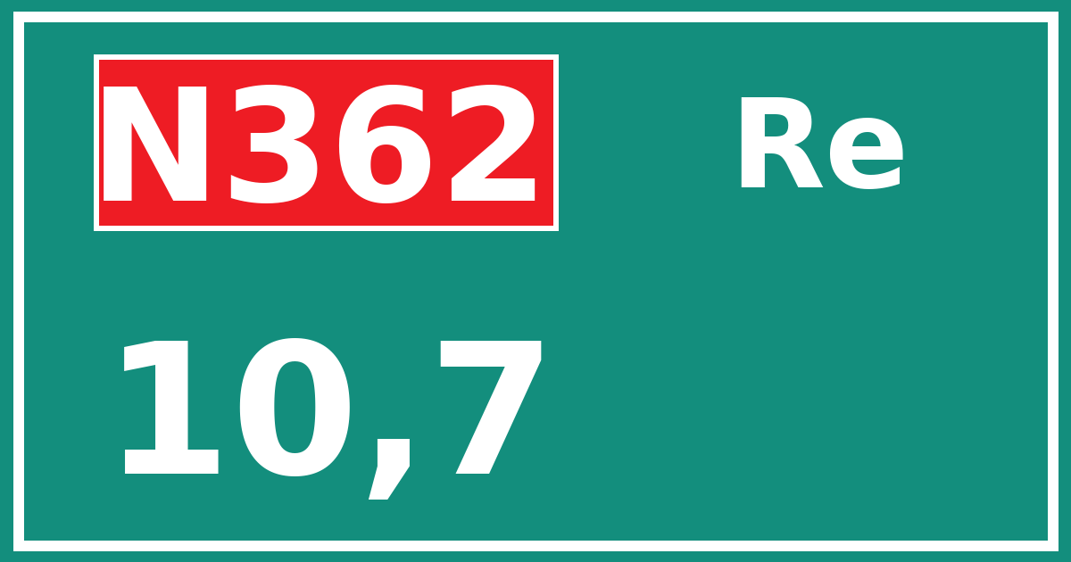 Hectometerbord N362 10,7 zijde Re