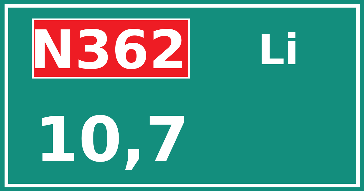 Hectometerbord N362 10,7 zijde Li