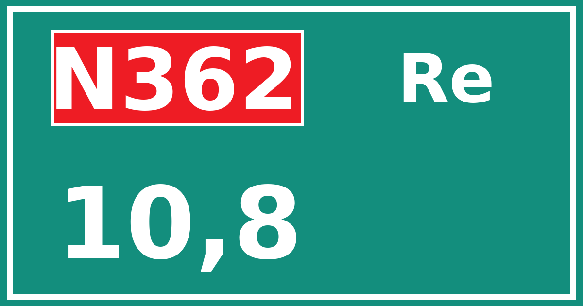 Hectometerbord N362 10,8 zijde Re