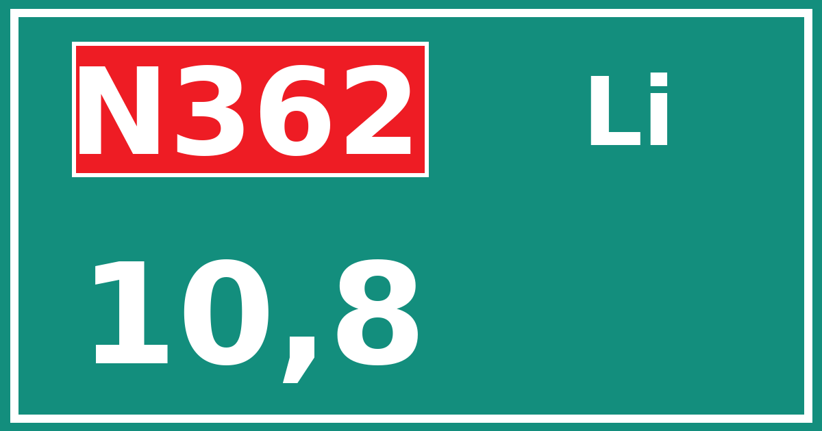 Hectometerbord N362 10,8 zijde Li
