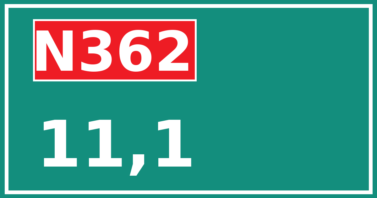 Hectometerbord N362 11,1