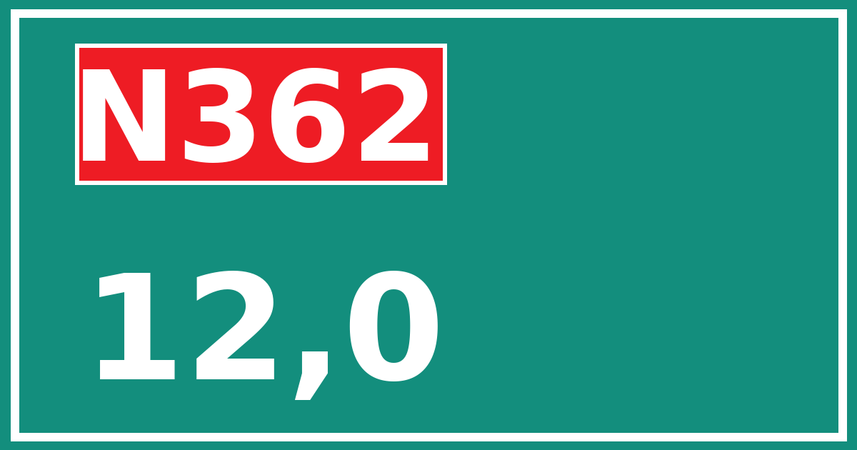 Hectometerbord N362 12,0