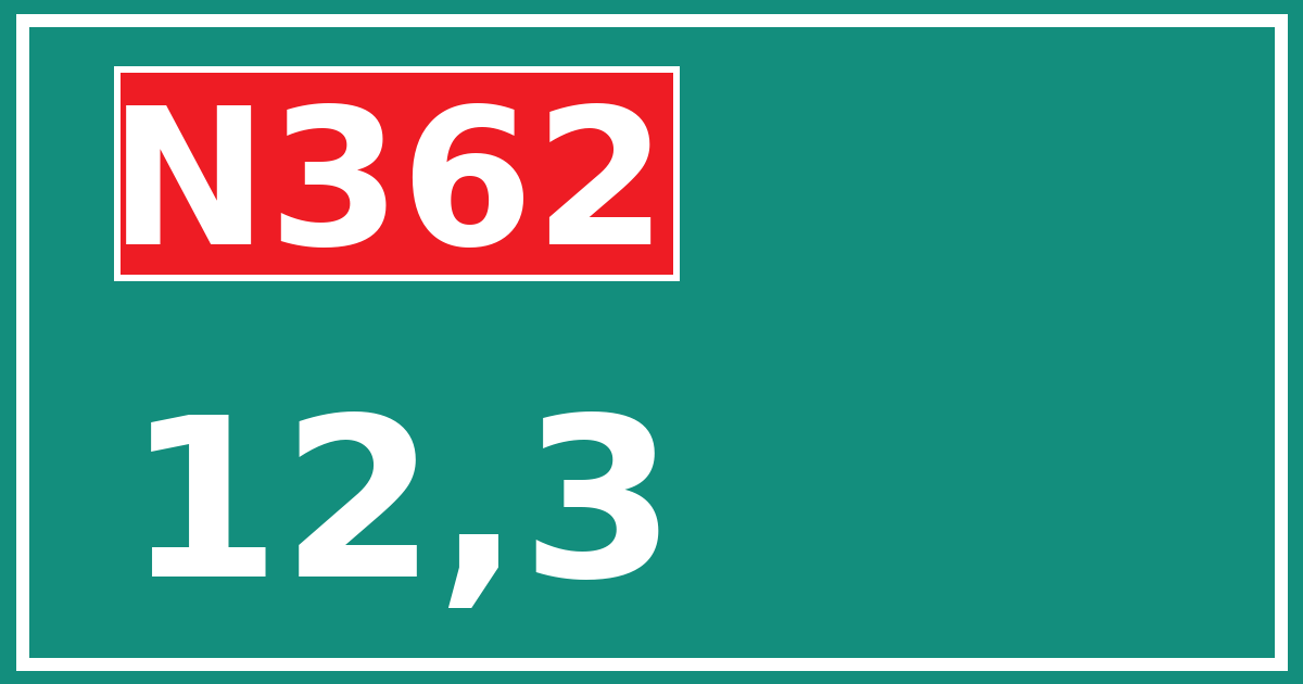 Hectometerbord N362 12,3