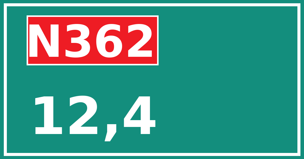 Hectometerbord N362 12,4