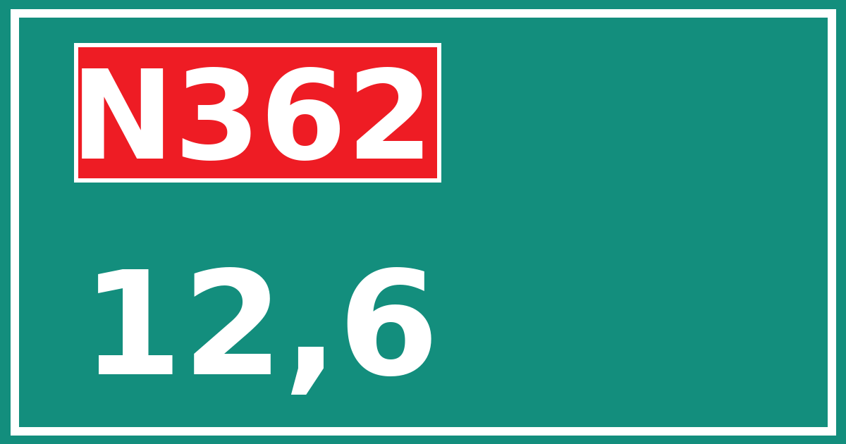 Hectometerbord N362 12,6
