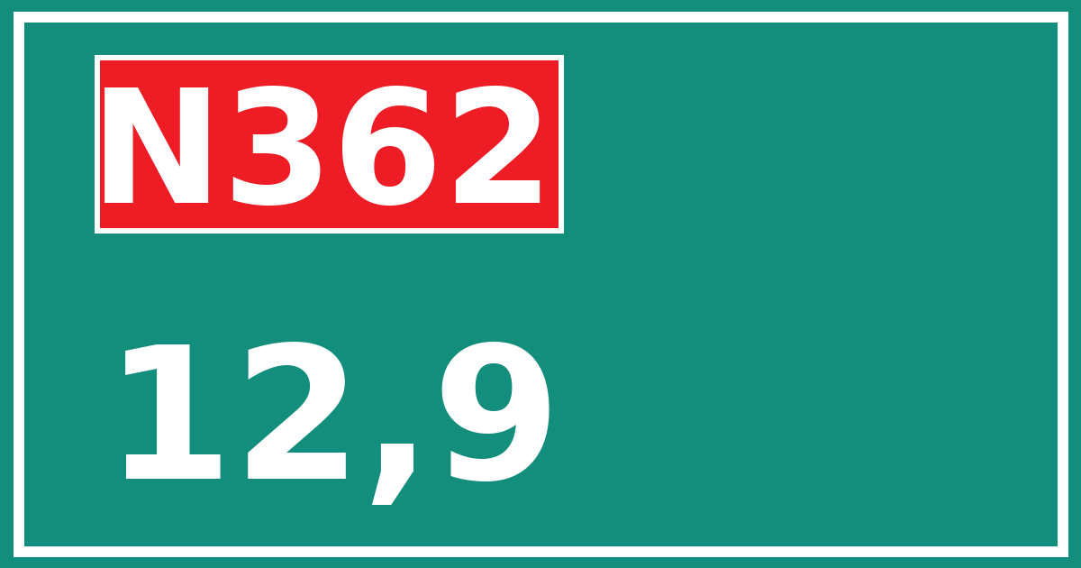 Hectometerbord N362 12,9