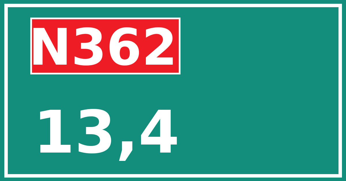 Hectometerbord N362 13,4