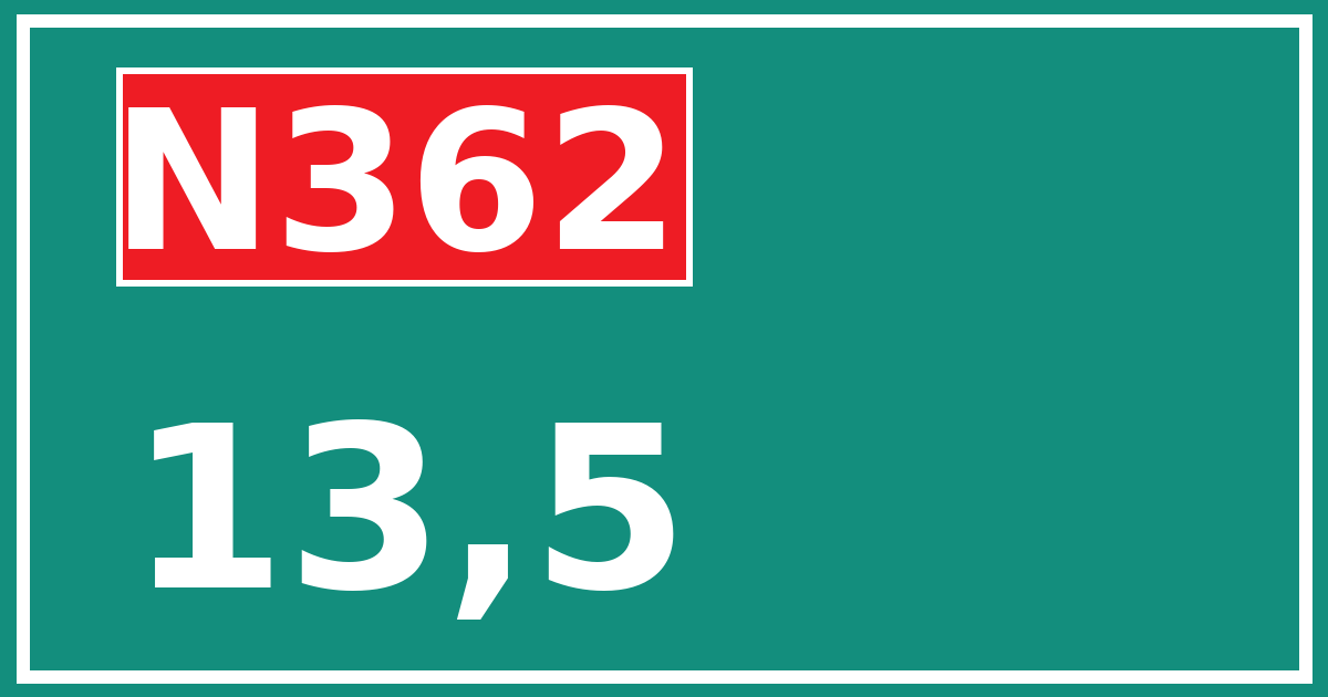 Hectometerbord N362 13,5