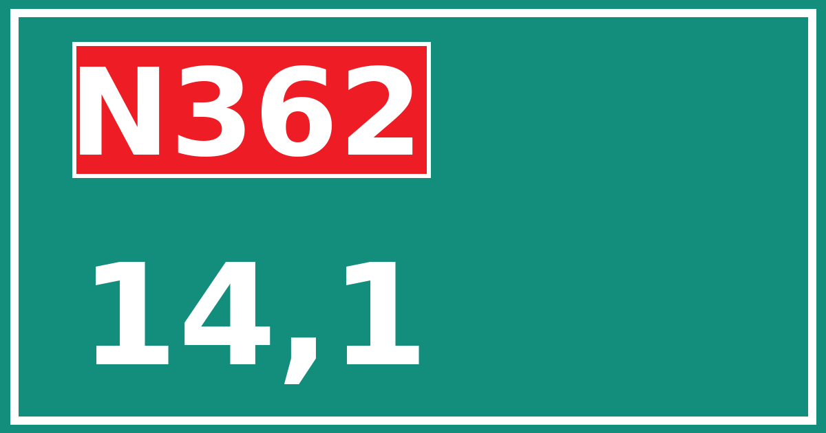 Hectometerbord N362 14,1