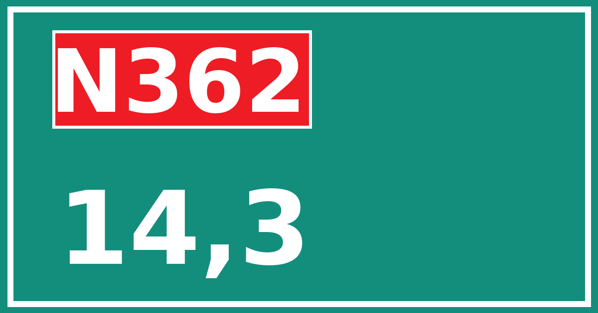 Hectometerbord N362 14,3