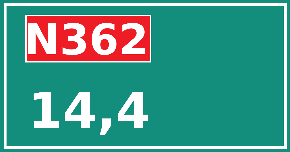 Hectometerbord N362 14,4