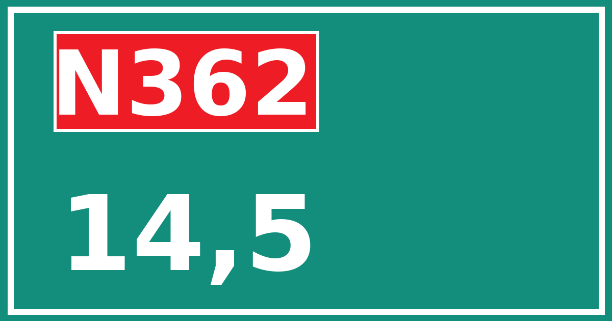 Hectometerbord N362 14,5