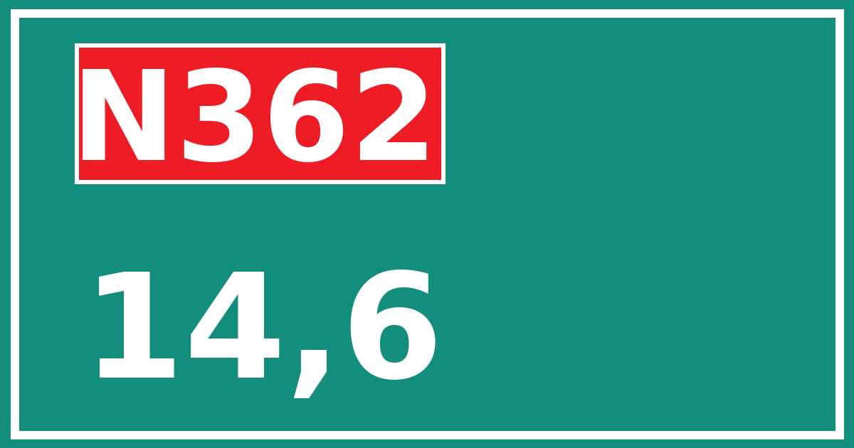 Hectometerbord N362 14,6
