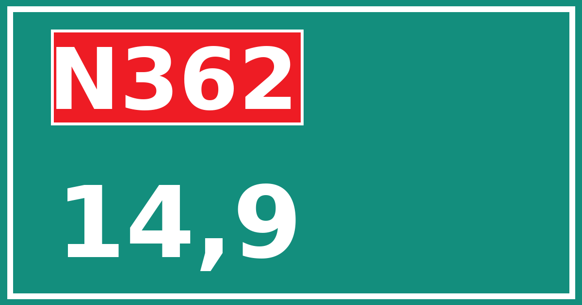 Hectometerbord N362 14,9