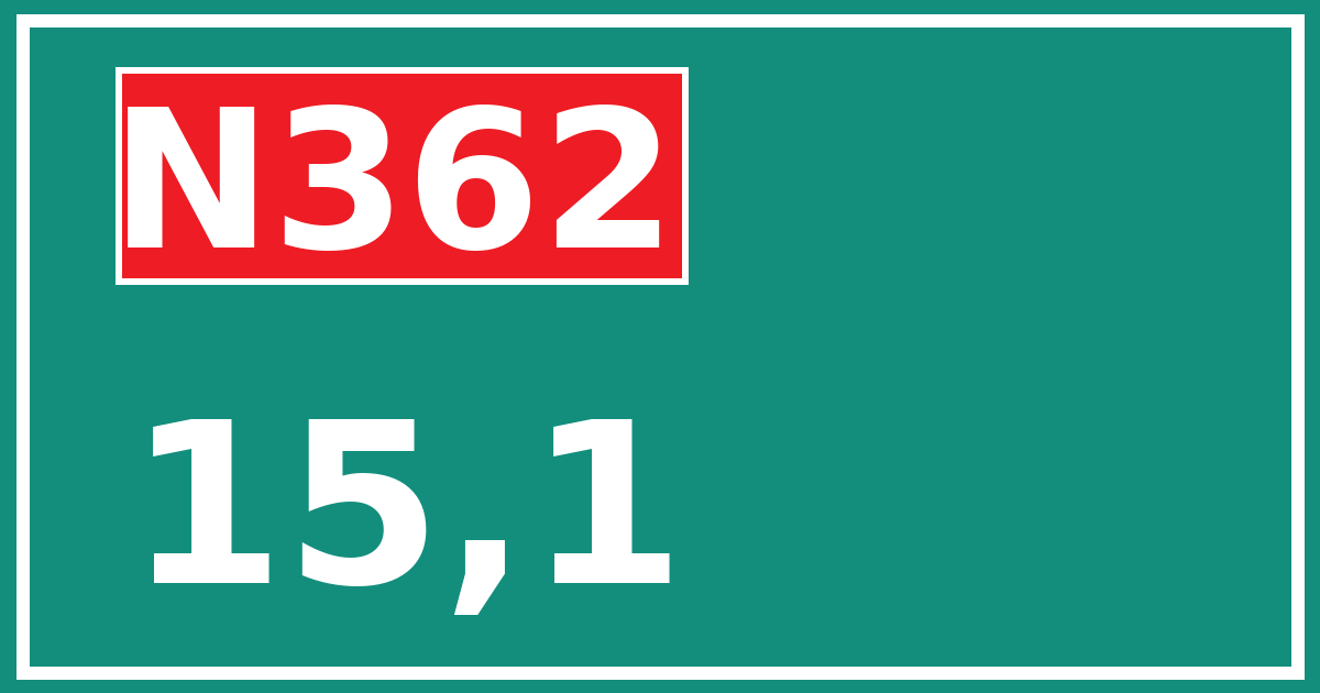 Hectometerbord N362 15,1