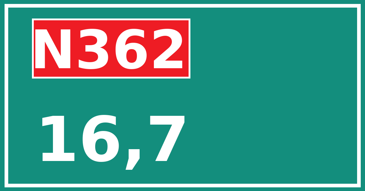 Hectometerbord N362 16,7