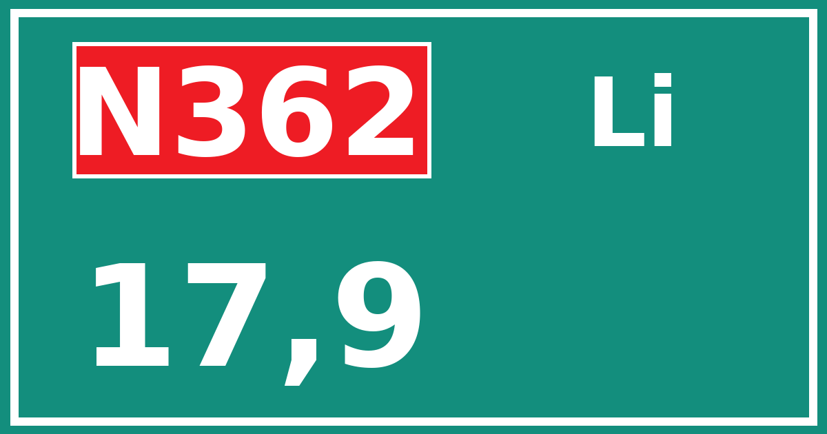 Hectometerbord N362 17,9 zijde Li