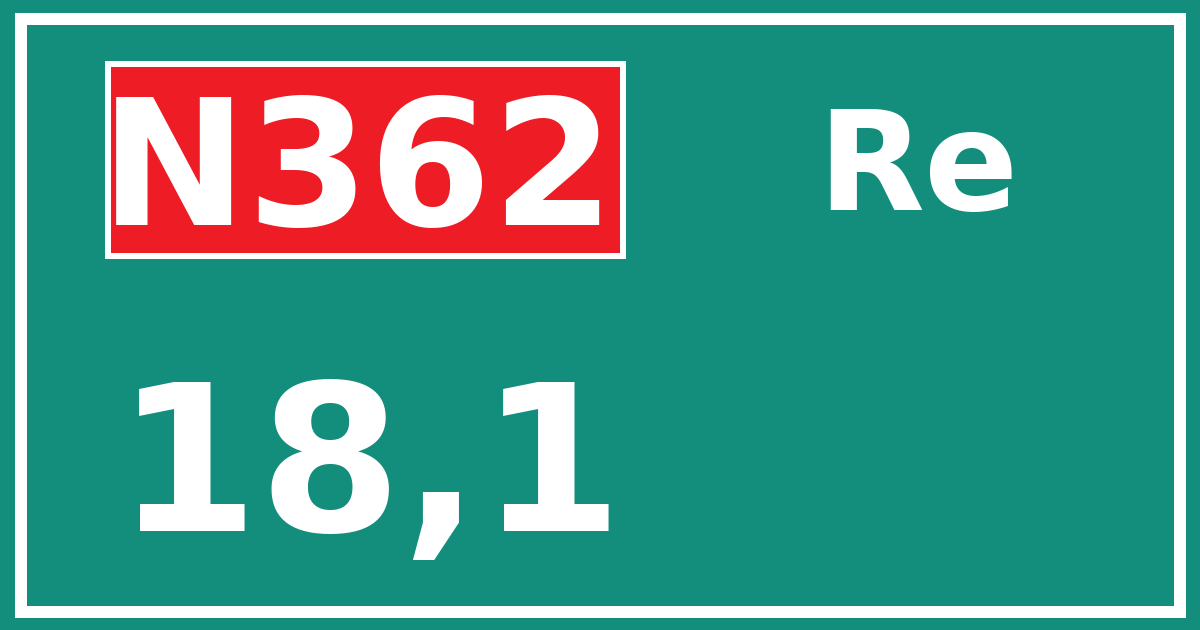 Hectometerbord N362 18,1 zijde Re