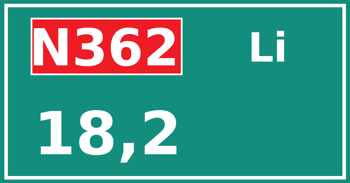 Hectometerbord N362 18,2 zijde Li