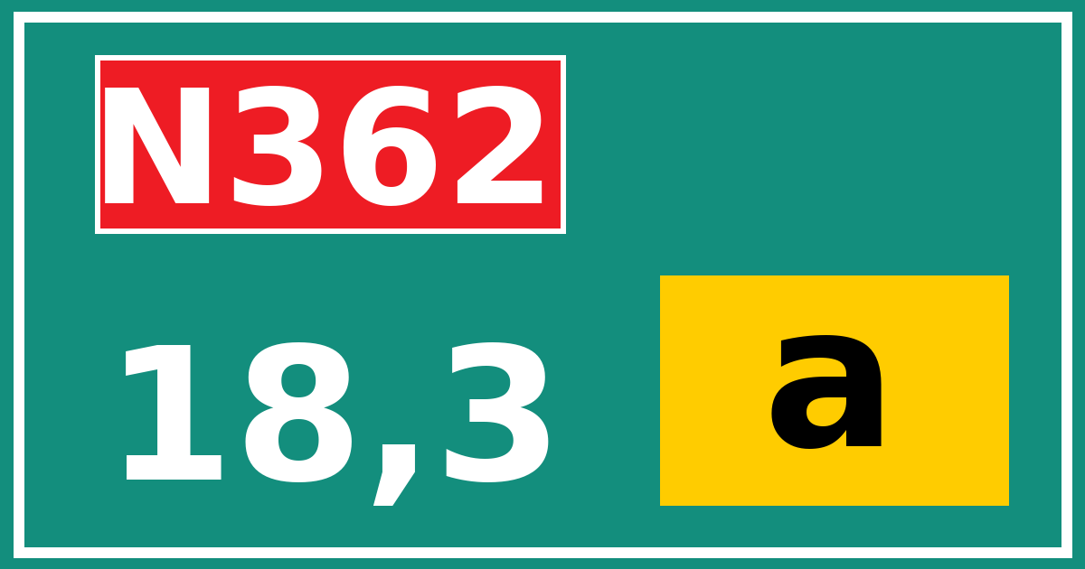 Hectometerbord N362 18,3 letter a