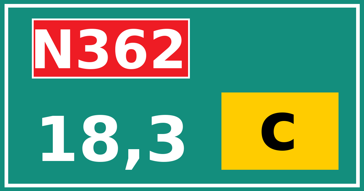Hectometerbord N362 18,3 letter c
