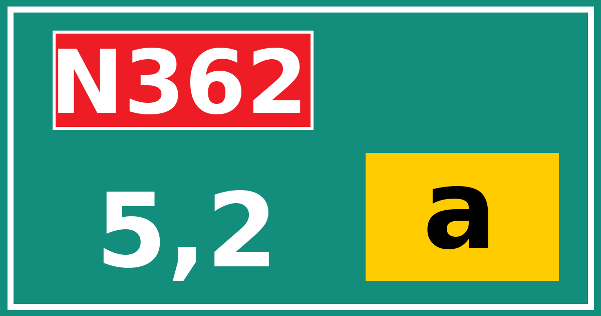 Hectometerbord N362 5,2 letter a