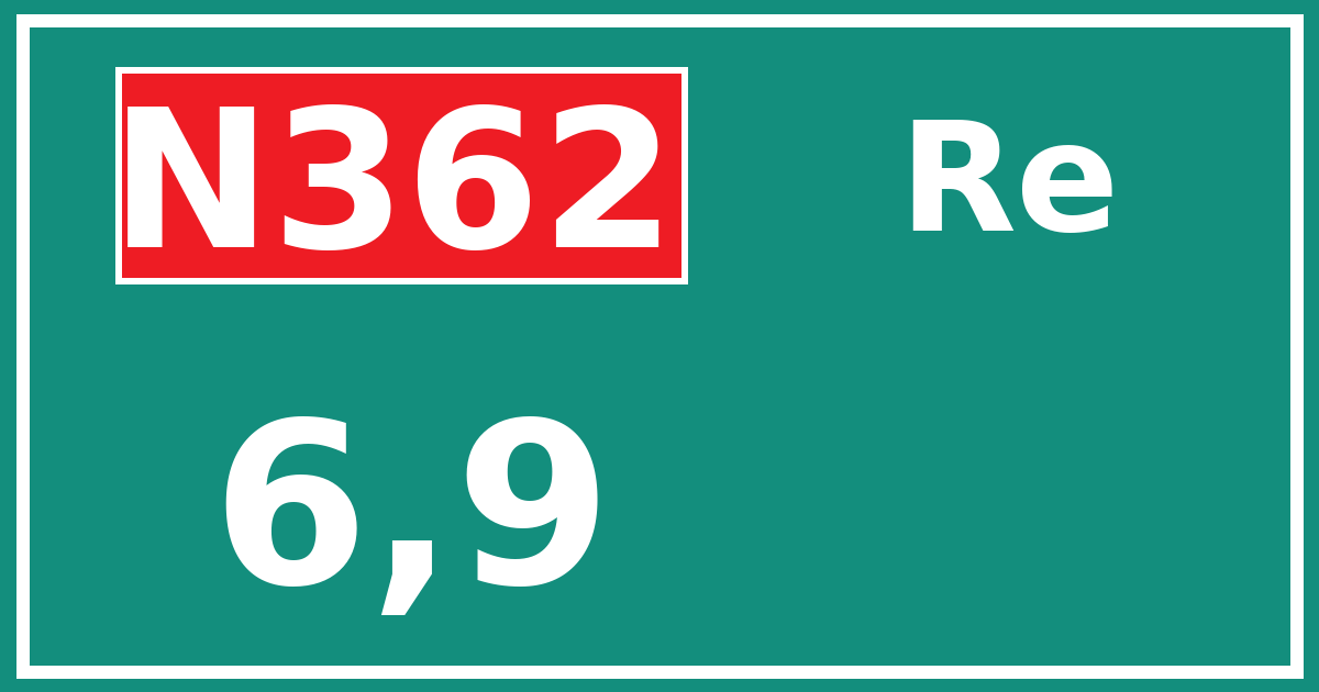 Hectometerbord N362 6,9 zijde Re