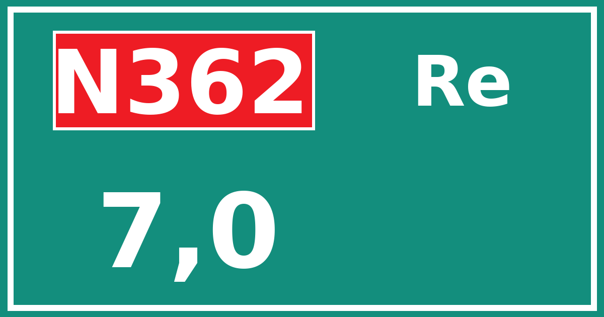 Hectometerbord N362 7,0 zijde Re