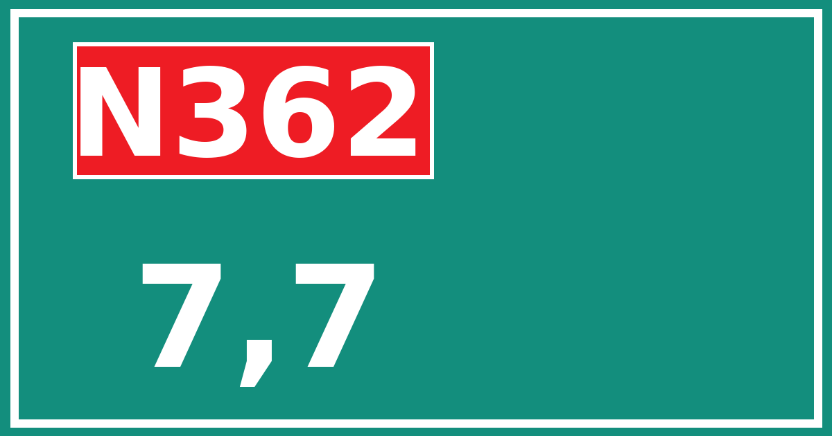 Hectometerbord N362 7,7