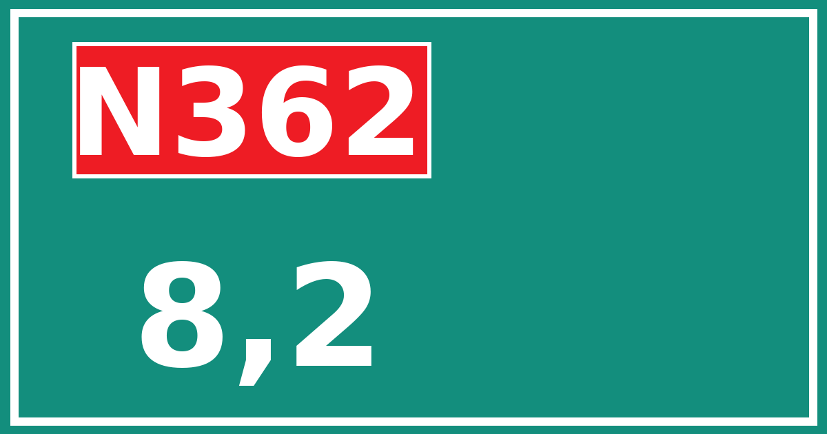 Hectometerbord N362 8,2