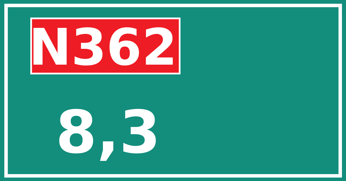 Hectometerbord N362 8,3