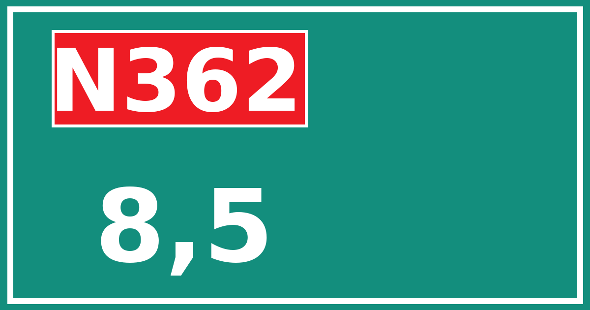 Hectometerbord N362 8,5