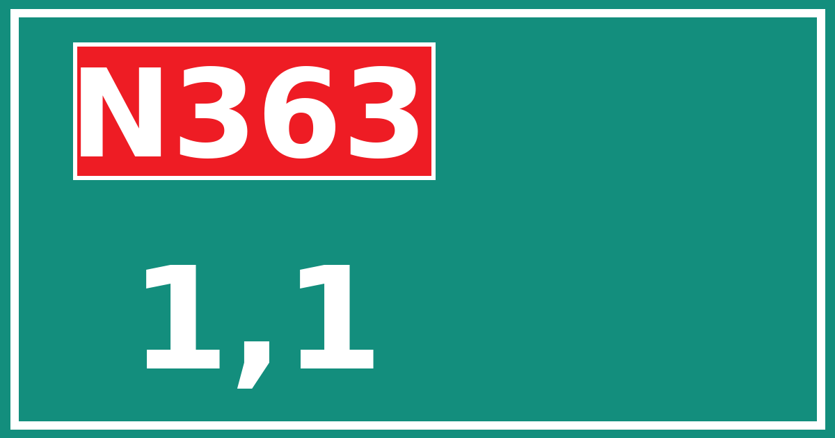 Hectometerbord N363 1,1