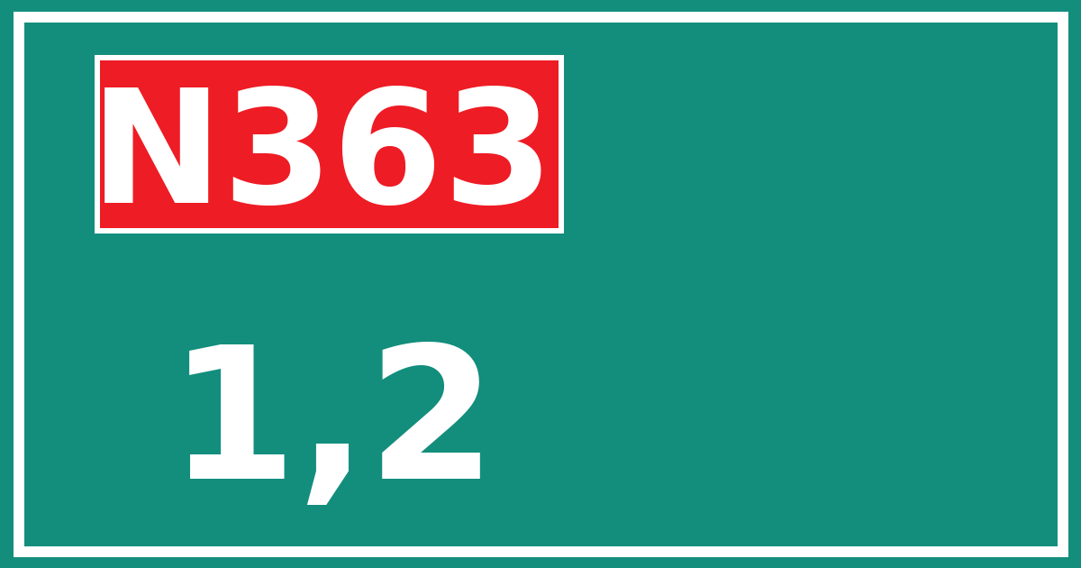 Hectometerbord N363 1,2