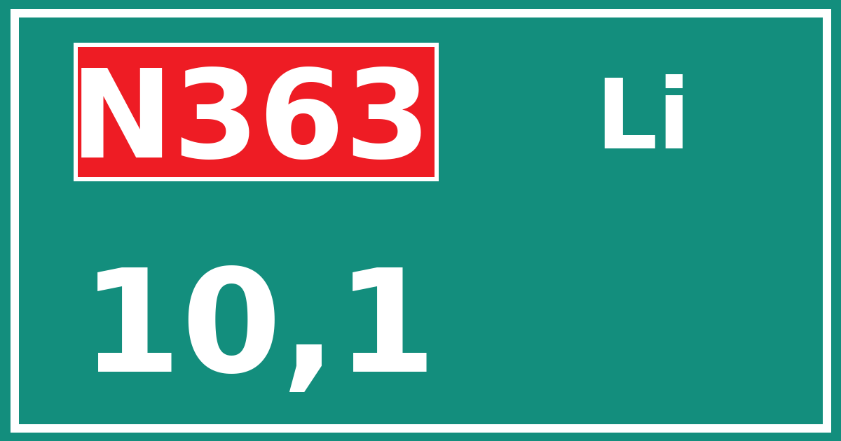 Hectometerbord N363 10,1 zijde Li