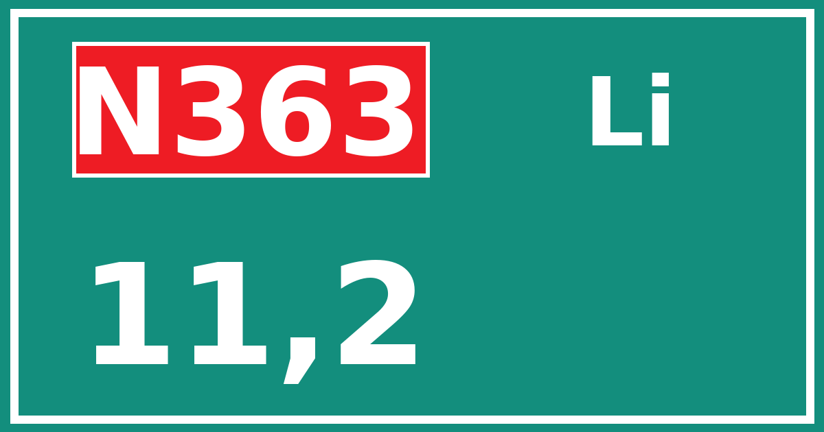 Hectometerbord N363 11,2 zijde Li
