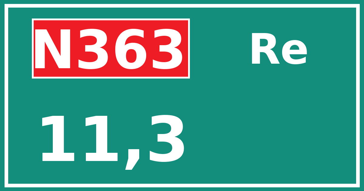 Hectometerbord N363 11,3 zijde Re